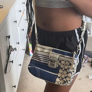 Coach blue and white purse